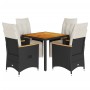 Garden table and 5-piece chair set with black synthetic rattan cushions. by , Garden sets - Ref: Foro24-3276960, Price: 571,5...