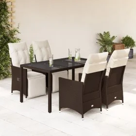 Garden table and 5-piece chair set with brown synthetic rattan cushions. by , Garden sets - Ref: Foro24-3276917, Price: 584,2...
