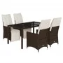 Garden table and 5-piece chair set with brown synthetic rattan cushions. by , Garden sets - Ref: Foro24-3276917, Price: 584,2...