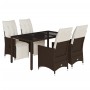 Gartentisch und Stühle 5-teilig und Kissen aus braunem Kunststoff-Rattan. von , Gartensets - Ref: Foro24-3276917, Preis: 595,...