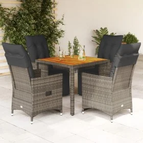 Garden table and 5-piece chair set with gray synthetic rattan cushions. by , Garden sets - Ref: Foro24-3276886, Price: 601,29...