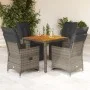 Garden table and 5-piece chair set with gray synthetic rattan cushions. by , Garden sets - Ref: Foro24-3276886, Price: 601,29...