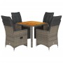 Gartentisch und Stühle 5-teilig und Kissen aus grauem Kunststoff-Rattan von , Gartensets - Ref: Foro24-3276886, Preis: 583,93...