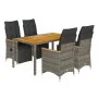 Garden table and 5-piece chair set with gray synthetic rattan cushions. by , Garden sets - Ref: Foro24-3276969, Price: 629,18...