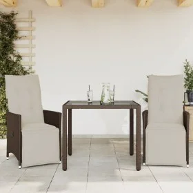 Garden table and 3-piece chair set with brown synthetic rattan cushions. by , Garden sets - Ref: Foro24-3276915, Price: 327,1...