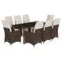 Garden table and chairs set, 9 pieces, with brown PE rattan cushions. by , Garden sets - Ref: Foro24-3276920, Price: 1,00 €, ...