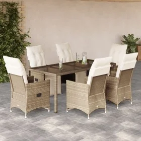 Garden table and chairs set 7 pieces with beige PE rattan cushions by , Garden sets - Ref: Foro24-3276941, Price: 894,75 €, D...