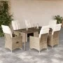 Gartentisch- und Stuhlset 7-teilig mit PE-Rattan-Beige-Kissen. von , Gartensets - Ref: Foro24-3276941, Preis: 894,98 €, Rabat...