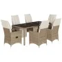 Gartentisch- und Stuhlset 7-teilig mit PE-Rattan-Beige-Kissen. von , Gartensets - Ref: Foro24-3276941, Preis: 894,98 €, Rabat...