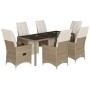 Set de mesa y sillas de jardín 7 pzas y cojines ratán PE beige de , Conjuntos de jardín - Ref: Foro24-3276941, Precio: 939,40...