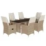 Garden table and chairs set 7 pieces with beige PE rattan cushions by , Garden sets - Ref: Foro24-3276943, Price: 943,04 €, D...