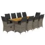 Garden table and chairs set 11 pieces with gray PE rattan cushions by , Garden sets - Ref: Foro24-3277260, Price: 1,00 €, Dis...