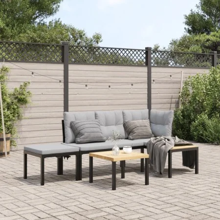 Gartenbankkissen 4-teilig, Stahl mit schwarzer Pulverbeschichtung. von , Gartensets - Ref: Foro24-3283640, Preis: 298,16 €, R...