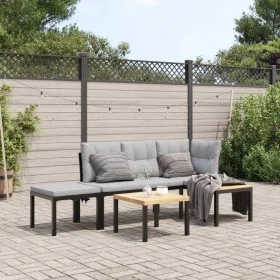 Garden bench with 3-piece cushions, steel frame with black powder coating. by , Garden sets - Ref: Foro24-3283642, Price: 248...