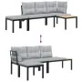 Garden bench with 3-piece cushions, steel frame with black powder coating. by , Garden sets - Ref: Foro24-3283642, Price: 250...