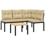 Garden bench with 3-piece cushions, steel frame with black powder coating. by , Garden sets - Ref: Foro24-3283649, Price: 270...