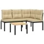 Garden bench with 3-piece cushions, steel frame with black powder coating. by , Garden sets - Ref: Foro24-3283649, Price: 249...