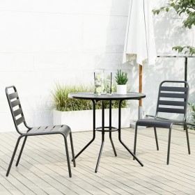 Stackable garden chairs, set of 3, made of steel with a gray powder coating. by , Garden sets - Ref: Foro24-3283764, Price: 2...