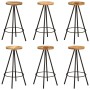 7-piece solid mango wood table and bar stools set by , Furniture sets for kitchens and dining rooms - Ref: Foro24-4009370, Pr...