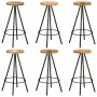 7-piece solid mango wood table and bar stools set by , Furniture sets for kitchens and dining rooms - Ref: Foro24-4009370, Pr...