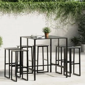 High table and garden stools set 7 pieces black steel by , Garden sets - Ref: Foro24-3283753, Price: 484,97 €, Discount: %