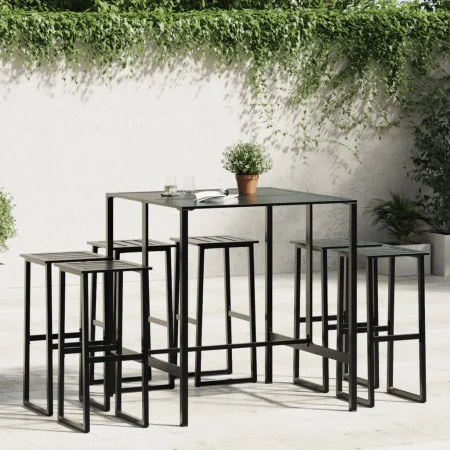 High table and garden stools set 7 pieces black steel by , Garden sets - Ref: Foro24-3283753, Price: 484,97 €, Discount: %