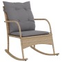 Garden rocking chair with beige synthetic rattan cushions by , Garden chairs - Ref: Foro24-369021, Price: 103,37 €, Discount: %