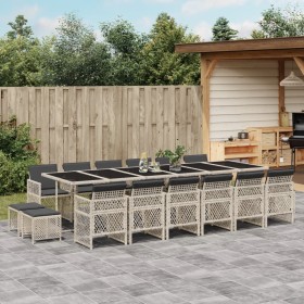 Garten-Esszimmer-Set mit 17-teiligen Kissen aus hellem grauem Kunst-Rattan. von , Gartensets - Ref: Foro24-3210827, Preis: 98...