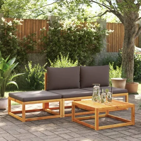 Set of garden sofas with 4-piece solid acacia wood cushions by , Garden sets - Ref: Foro24-3278912, Price: 312,54 €, Discount: %