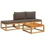 Set of garden sofas with 4-piece solid acacia wood cushions by , Garden sets - Ref: Foro24-3278912, Price: 312,54 €, Discount: %