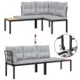 Gartensofa-Set mit 7-teiligen Kissen, pulverbeschichtetem schwarzen Stahl. von , Gartensets - Ref: Foro24-3283656, Preis: 653...