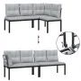 Gartensofa-Set mit 7-teiligen Kissen, pulverbeschichtetem schwarzen Stahl. von , Gartensets - Ref: Foro24-3283656, Preis: 646...