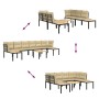 Gartensofa-Set mit 5-teiligen Kissen, pulverbeschichtetem schwarzen Stahl. von , Gartensets - Ref: Foro24-3283663, Preis: 433...