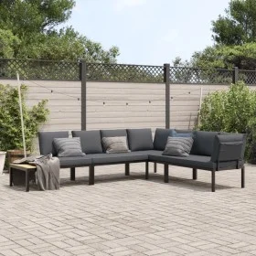 Garden sofa set with cushions, 4 pieces, black aluminum by , Garden sets - Ref: Foro24-3283682, Price: 680,92 €, Discount: %