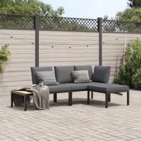 Garden sofa set with 3-piece black aluminum cushions by , Garden sets - Ref: Foro24-3283680, Price: 427,71 €, Discount: %