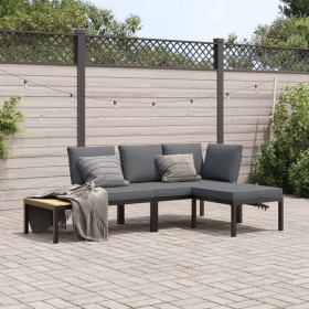 Set de sofás de jardín con cojines 3 piezas aluminio negro de , Conjuntos de jardín - Ref: Foro24-3283680, Precio: 434,10 €, ...