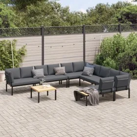 Gartensofagarnitur mit 7-teiligen Kissen, Aluminium, Schwarz. von , Gartensets - Ref: Foro24-3283689, Preis: 1,00 €, Rabatt: %