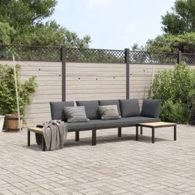 Garden sofa set with 3-piece black aluminum cushions by , Garden sets - Ref: Foro24-3283707, Price: 473,32 €, Discount: %