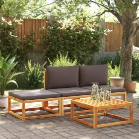Set of garden sofas with 4-piece solid acacia wood cushions by , Outdoor sofas - Ref: Foro24-3278843, Price: 338,81 €, Discou...
