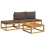 Set of garden sofas with 4-piece solid acacia wood cushions by , Outdoor sofas - Ref: Foro24-3278843, Price: 333,05 €, Discou...