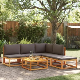 Garden sofa set with 6 pieces, solid acacia wood, and cushions. by , Outdoor sofas - Ref: Foro24-3278841, Price: 586,47 €, Di...