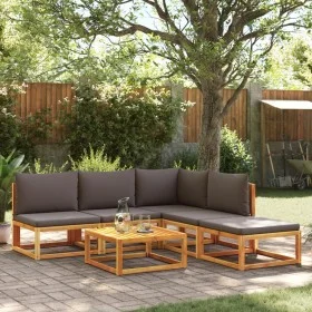 Garden sofa set with 6 pieces, solid acacia wood, and cushions. by , Outdoor sofas - Ref: Foro24-3278841, Price: 575,22 €, Di...