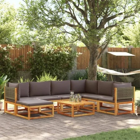 Garden sofa set with 8 pieces, solid acacia wood, and cushions. by , Garden sets - Ref: Foro24-3278904, Price: 788,63 €, Disc...