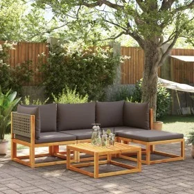 Garden sofa set with 5 pieces, solid acacia wood, and cushions. by , Garden sets - Ref: Foro24-3278895, Price: 455,54 €, Disc...