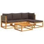 Garden sofa set with 5 pieces, solid acacia wood, and cushions. by , Garden sets - Ref: Foro24-3278895, Price: 455,54 €, Disc...