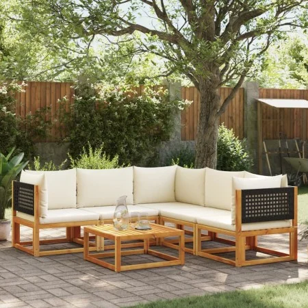 Garden sofa set with 6 pieces, solid acacia wood, and cushions. by , Garden sets - Ref: Foro24-3278874, Price: 600,37 €, Disc...