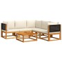 Garden sofa set with 6 pieces, solid acacia wood, and cushions. by , Garden sets - Ref: Foro24-3278874, Price: 587,68 €, Disc...