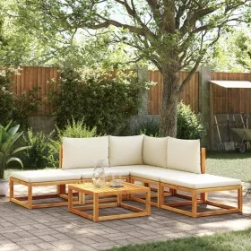 Garden sofa set with 6 pieces, solid acacia wood, and cushions. by , Garden sets - Ref: Foro24-3278869, Price: 492,11 €, Disc...
