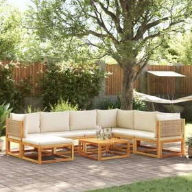 Garden sofa set with 8 pieces, solid acacia wood, and cushions. by , Garden sets - Ref: Foro24-3278927, Price: 818,87 €, Disc...