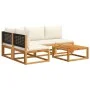Garden sofa set with 5 pieces, solid acacia wood, and cushions. by , Garden sets - Ref: Foro24-3278888, Price: 457,10 €, Disc...